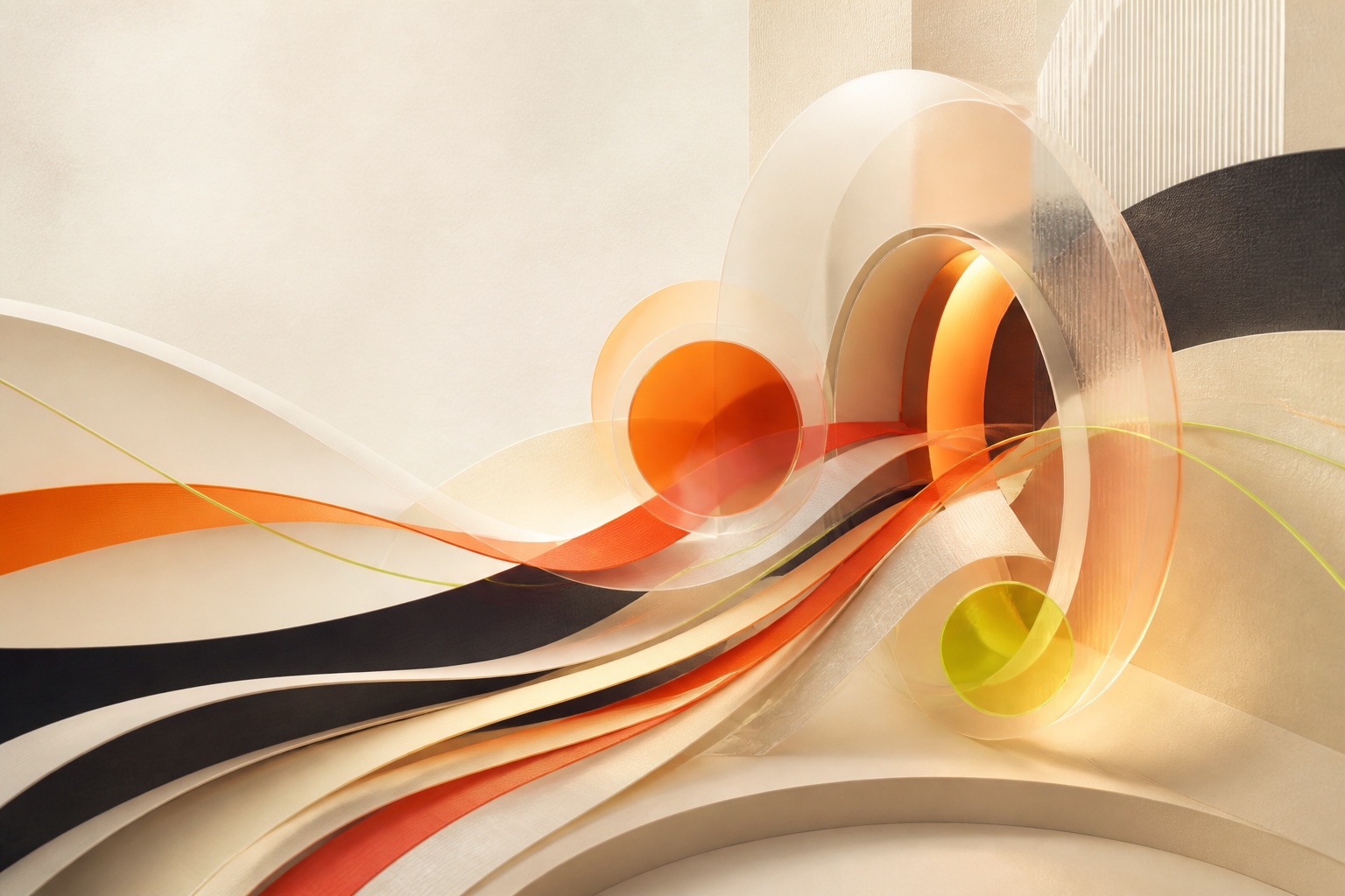 Abstract paths converging into one shared room
